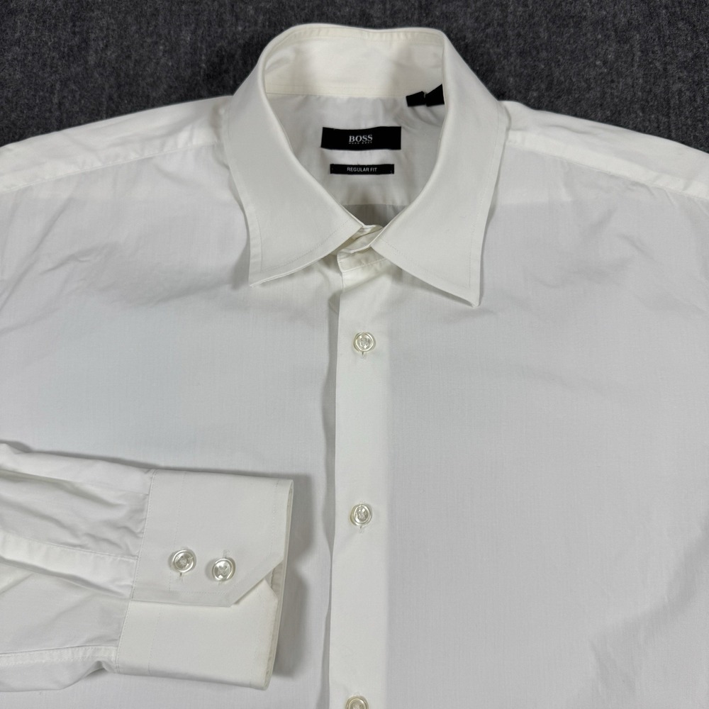 BOSS Hugo Boss Men's White Regular Fit Dress Shirt 16.5 32/33 100% Cotton